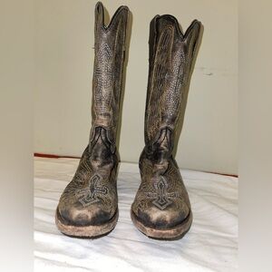 Corral Teens Cowboy Boots Size 3 Brown Leather  Stitched